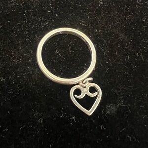 James Avery Sterling Scroll Heart Dangle Ring Size 6